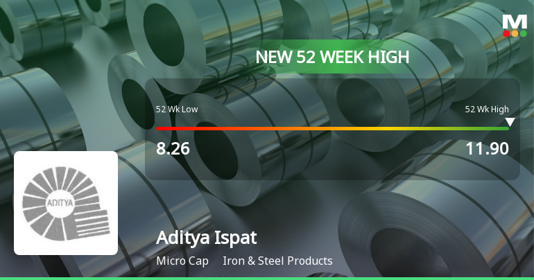 Aditya Ispat Ltd. Hits New 52-Week High at Rs.11.9