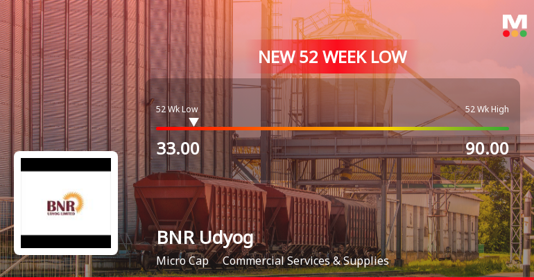 BNR Udyog Ltd Falls to 52-Week Low of Rs.33 Amidst Weak Financial Metrics
