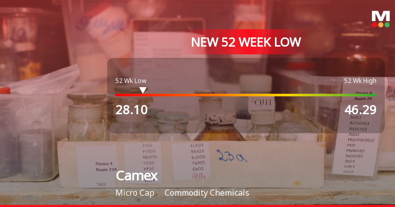 Camex Ltd Stock Falls to 52-Week Low of Rs.28.1 Amidst Weak Financial Metrics