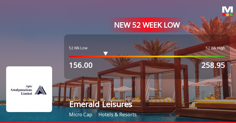 Emerald Leisures Ltd Falls to 52-Week Low of Rs.156 Amid Market Downturn