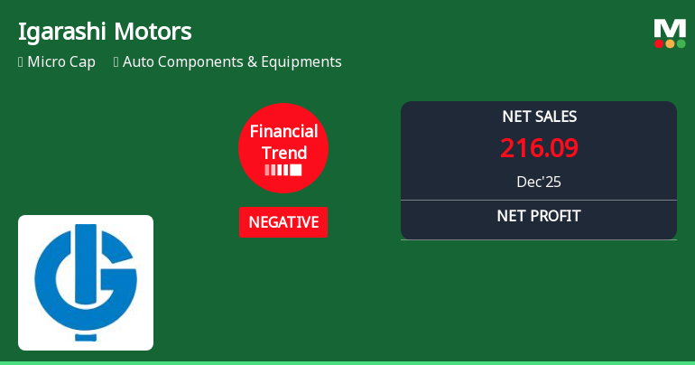 Igarashi Motors India Ltd Reports Declining Quarterly Performance Amid Negative Financial Trend