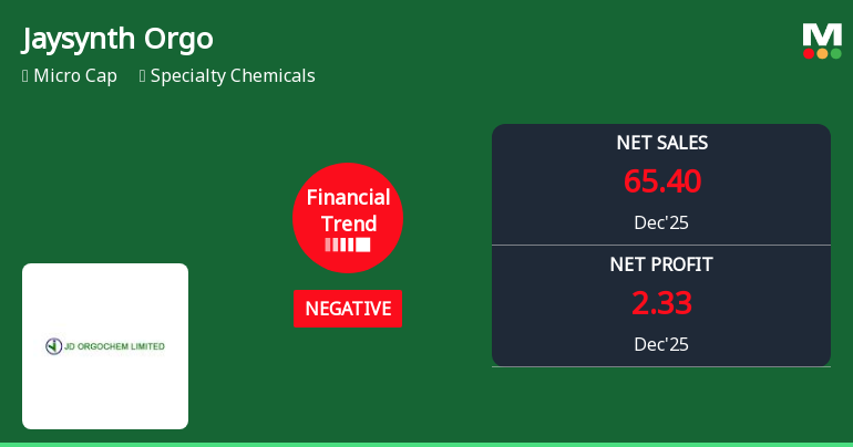 Jaysynth Orgochem Ltd Reports Negative Financial Trend Amid Margin Contraction