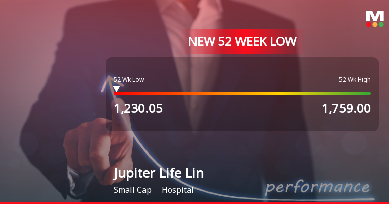 Jupiter Life Line Hospitals Ltd Falls to 52-Week Low of Rs.1230.05
