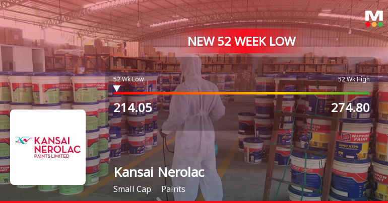 Kansai Nerolac Paints Ltd Stock Falls to 52-Week Low of Rs.214.05