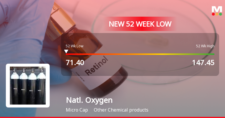 National Oxygen Ltd Falls to 52-Week Low of Rs.71.4 Amid Continued Downtrend