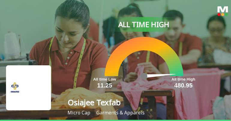 Osiajee Texfab Ltd Stock Hits All-Time High at Rs.480.95