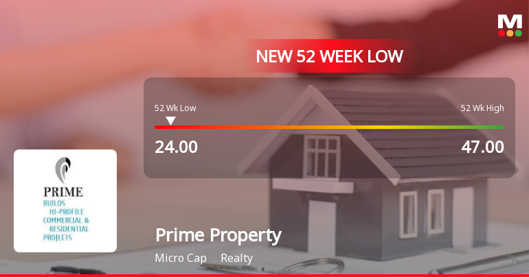 Prime Property Development Corporation Ltd Falls to 52-Week Low of Rs.24