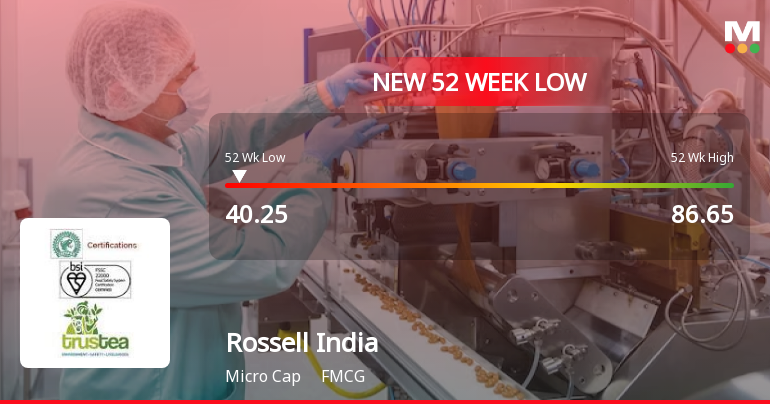 Rossell India Ltd Stock Falls to 52-Week Low of Rs.40.25