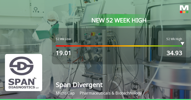 Span Divergent Ltd Hits New 52-Week High of Rs.34.93 on 16 Feb 2026