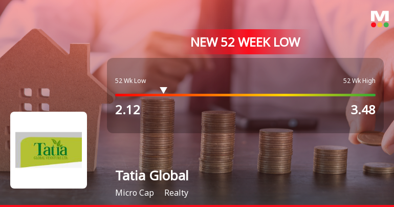 Tatia Global Venture Ltd Falls to 52-Week Low of Rs.2.12