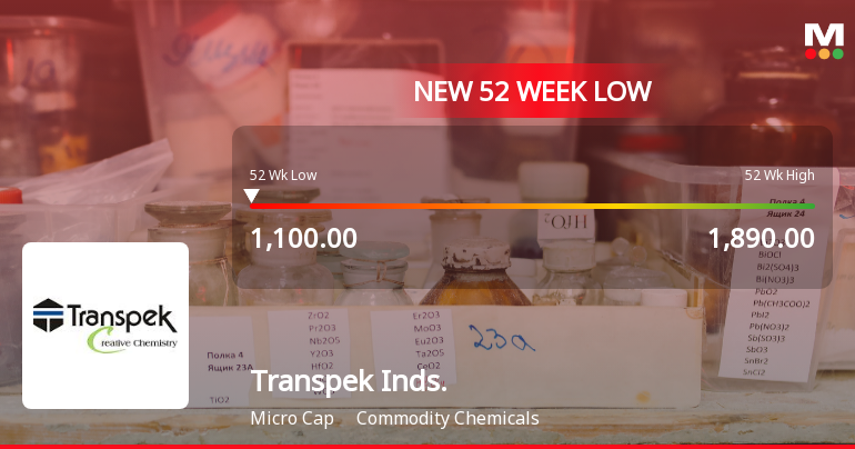 Transpek Industry Ltd Falls to 52-Week Low of Rs.1100 Amidst Continued Underperformance