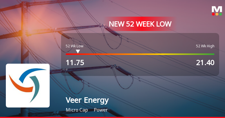 Veer Energy & Infrastructure Ltd Falls to 52-Week Low of Rs.11.75