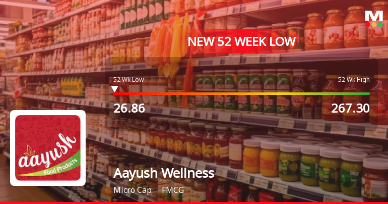 Aayush Wellness Ltd Stock Hits 52-Week Low Amidst Continued Downtrend