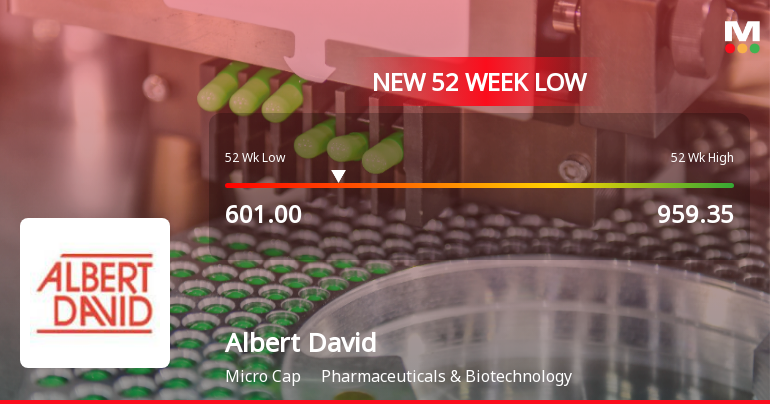 Albert David Ltd Stock Falls to 52-Week Low of Rs.601