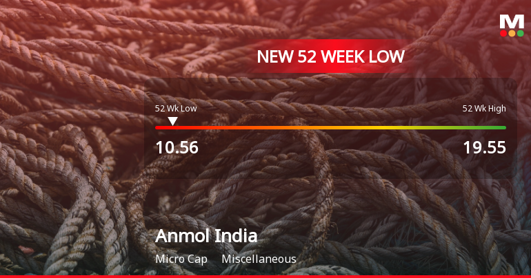 Anmol India Ltd Stock Falls to 52-Week Low of Rs.10.56