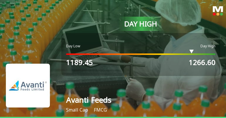 Avanti Feeds Ltd. Surges 7.39% to Day's High of Rs 1260 — Outperforms Sector by 1.17 Percentage Points