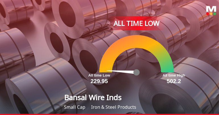 Bansal Wire Industries Ltd Extends Losing Streak to Two Sessions, Touches All-Time Low