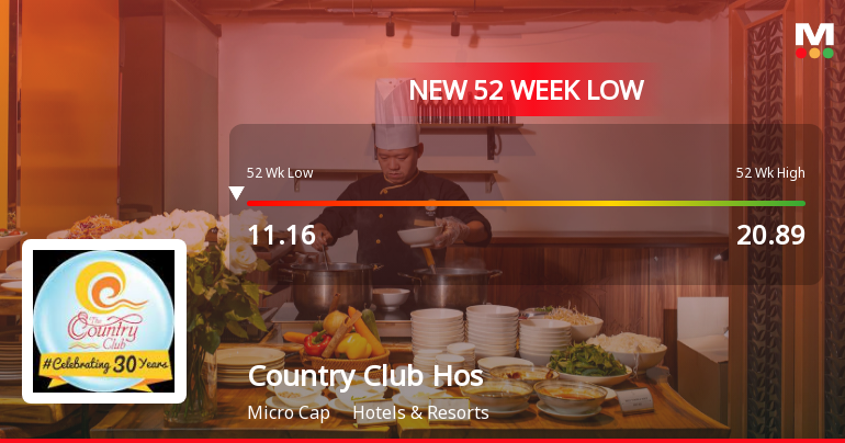 Country Club Hospitality & Holidays Ltd Falls to 52-Week Low of Rs 10.93 as Sell-Off Deepens