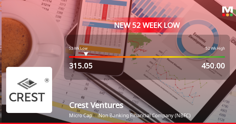 Crest Ventures Ltd Stock Falls to 52-Week Low of Rs.315.05