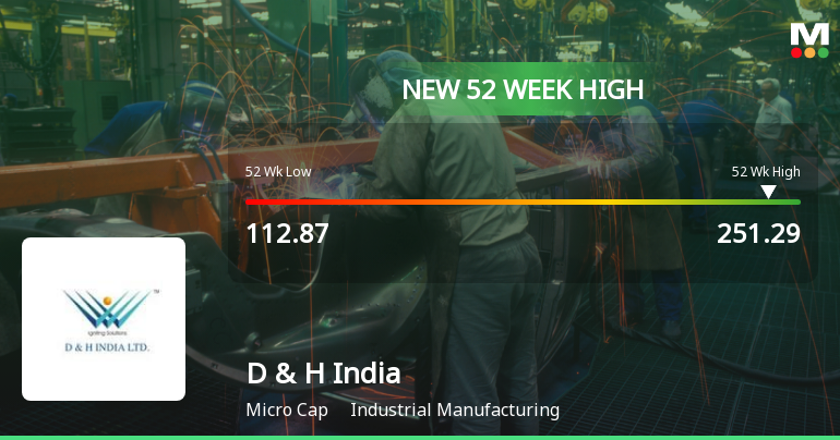 D & H India Ltd Hits New 52-Week High at Rs.253.75