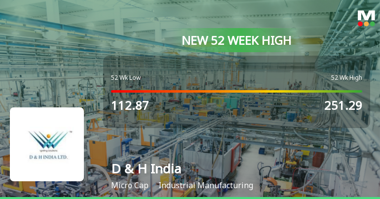 Broad-Based Technical Strength Lifts D & H India Ltd to 52-Week High of Rs 291.7