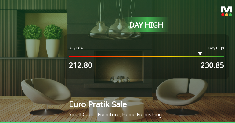 Euro Pratik Sales Ltd Surges 8.87% to Day's High of Rs 228.5 — Outperforms Sector by 5.65 Percentage Points