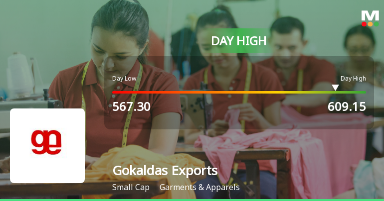 Gokaldas Exports Ltd Surges 7.15% to Day's High of Rs 609.15 — Outperforms Sector by 4.59 Percentage Points