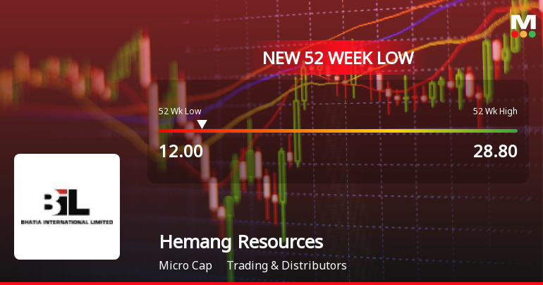 Hemang Resources Ltd Stock Hits 52-Week Low Amidst Continued Downtrend