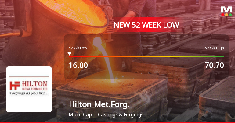 Hilton Metal Forging Ltd Falls to 52-Week Low of Rs.16