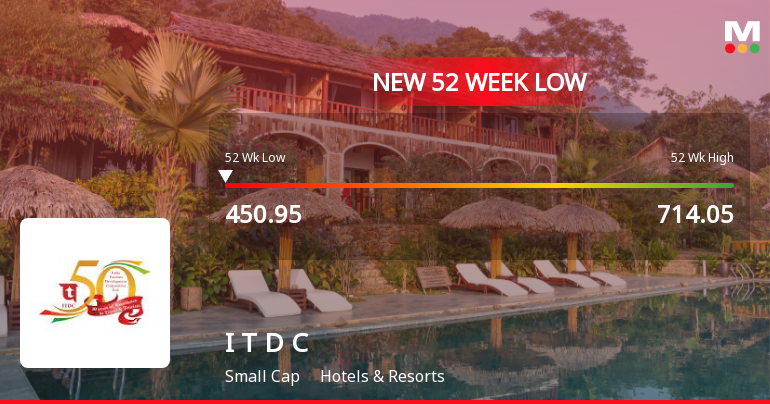 India Tourism Development Corporation Ltd Stock Hits 52-Week Low at Rs.450.95