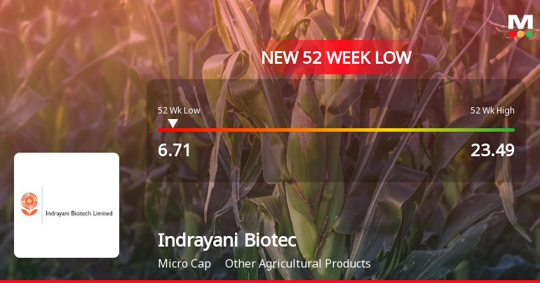 Indrayani Biotech Ltd Falls to 52-Week Low of Rs.7.25 Amidst Continued Downtrend