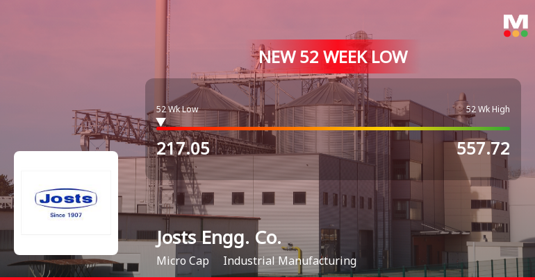 Josts Engineering Company Ltd Hits 52-Week Low at Rs.217.05