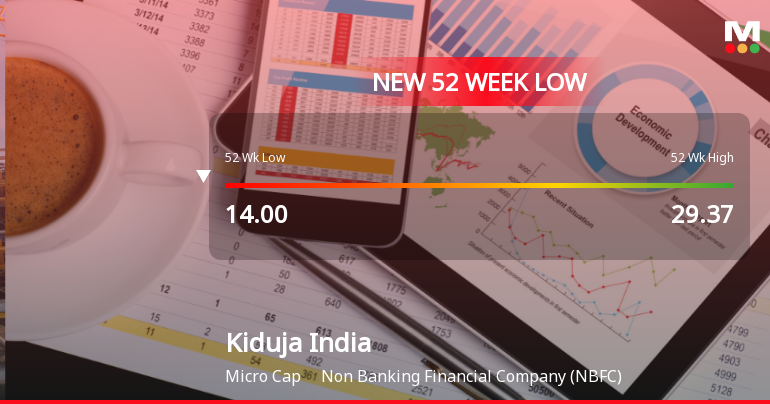 Kiduja India Ltd Falls to 52-Week Low of Rs 13.35 as Sell-Off Deepens