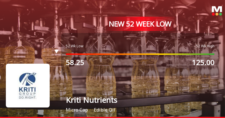 Kriti Nutrients Ltd Falls to 52-Week Low of Rs 57.31 as Sell-Off Deepens