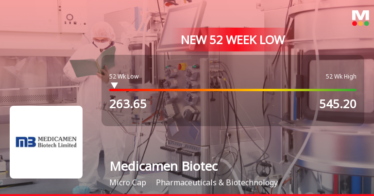 Medicamen Biotech Ltd Falls to 52-Week Low of Rs.262.5 Amidst Continued Downtrend