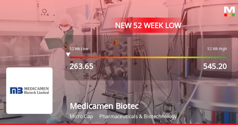 Medicamen Biotech Ltd Falls to 52-Week Low of Rs 260.3 as Sell-Off Deepens