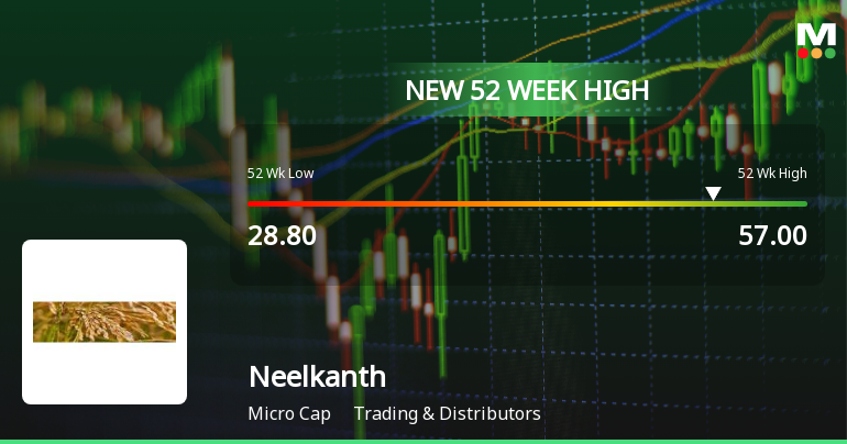 Neelkanth Ltd Hits New 52-Week High at Rs.57
