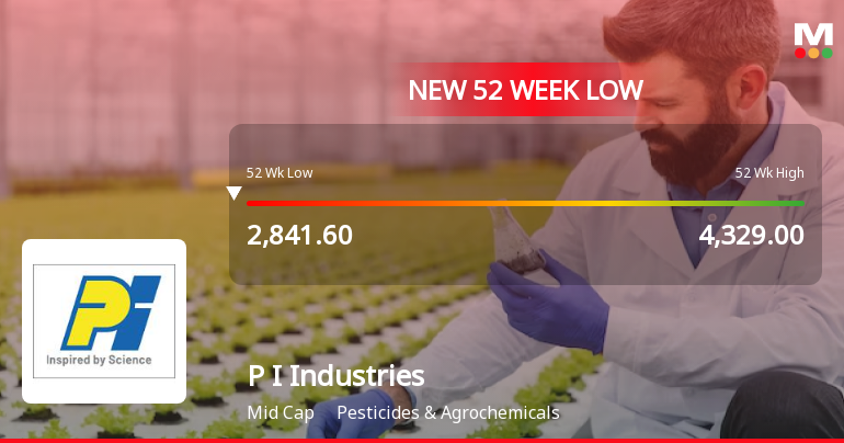 P I Industries Ltd Falls to 52-Week Low of Rs 2810 as Sell-Off Deepens