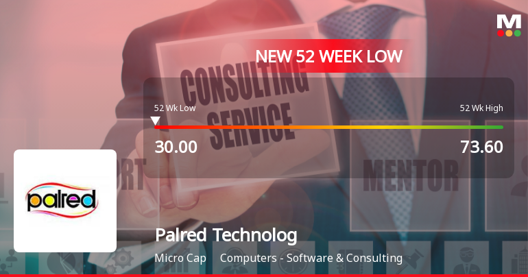 Palred Technologies Ltd Falls to 52-Week Low of Rs.30 Amidst Continued Downtrend
