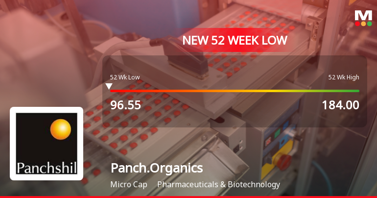 Panchsheel Organics Ltd Falls to 52-Week Low of Rs 92.25 as Sell-Off Deepens