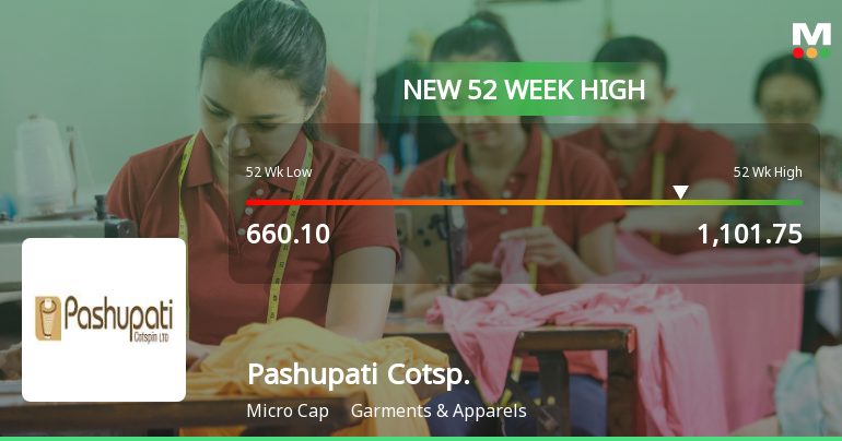 Pashupati Cotspin Ltd Hits New 52-Week High of Rs.1101.75 on 5 March 2026