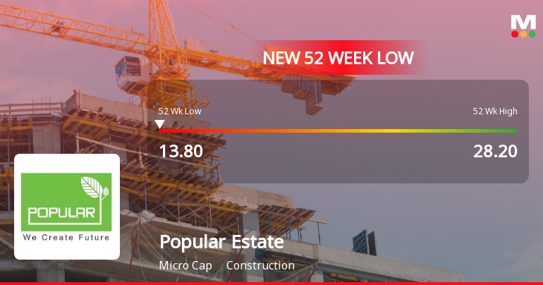 Popular Estate Management Ltd Falls to 52-Week Low of Rs.13.8