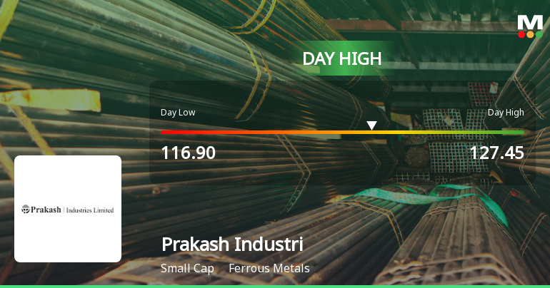 Prakash Industries Ltd Surges 8.03% to Day's High of Rs 123.3 — Outperforms Sector by 4.08 Percentage Points