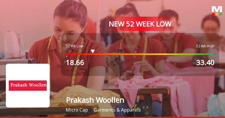Prakash Woollen & Synthetic Mills Ltd Falls to 52-Week Low of Rs.18.66