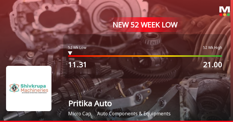 Pritika Auto Industries Ltd Falls to 52-Week Low of Rs 11.03 as Sell-Off Deepens