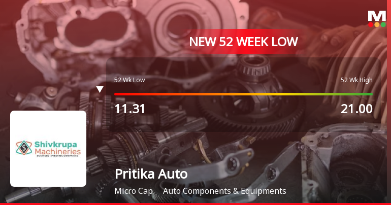 Pritika Auto Industries Ltd Falls to 52-Week Low of Rs 10.8 as Sell-Off Deepens