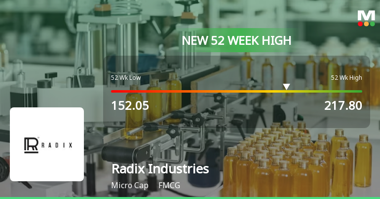Broad-Based Technical Strength Lifts Radix Industries (India) Ltd to 52-Week High of Rs 218.5