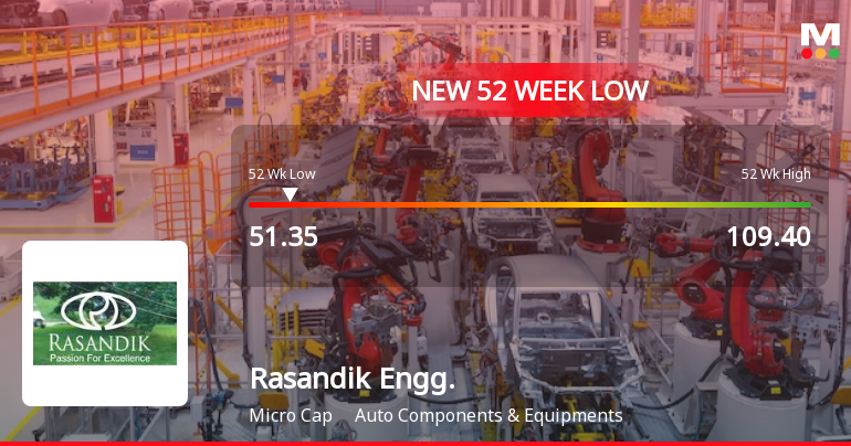 Rasandik Engineering Industries India Ltd Falls to 52-Week Low of Rs.51.35