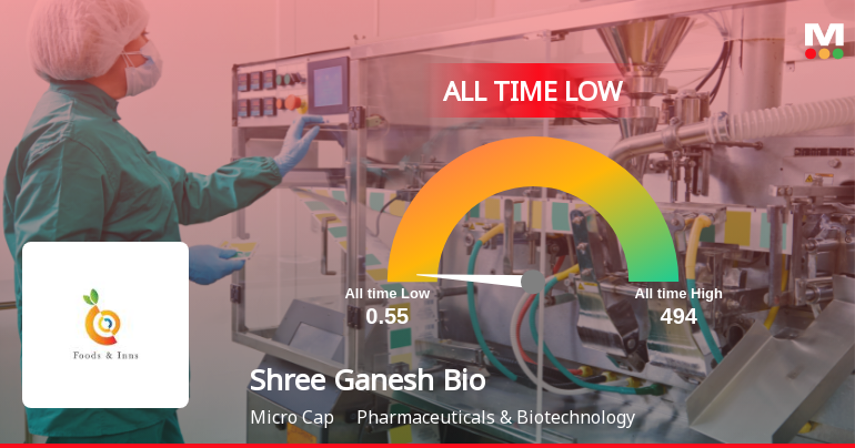Shree Ganesh Biotech India Ltd Hits All-Time Low at Rs.0.54 Amidst Weak Fundamentals