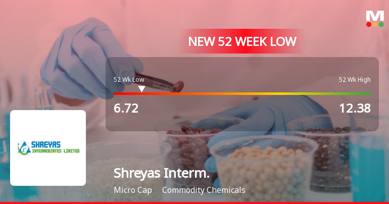 Shreyas Intermediates Ltd Stock Hits 52-Week Low at Rs.6.72